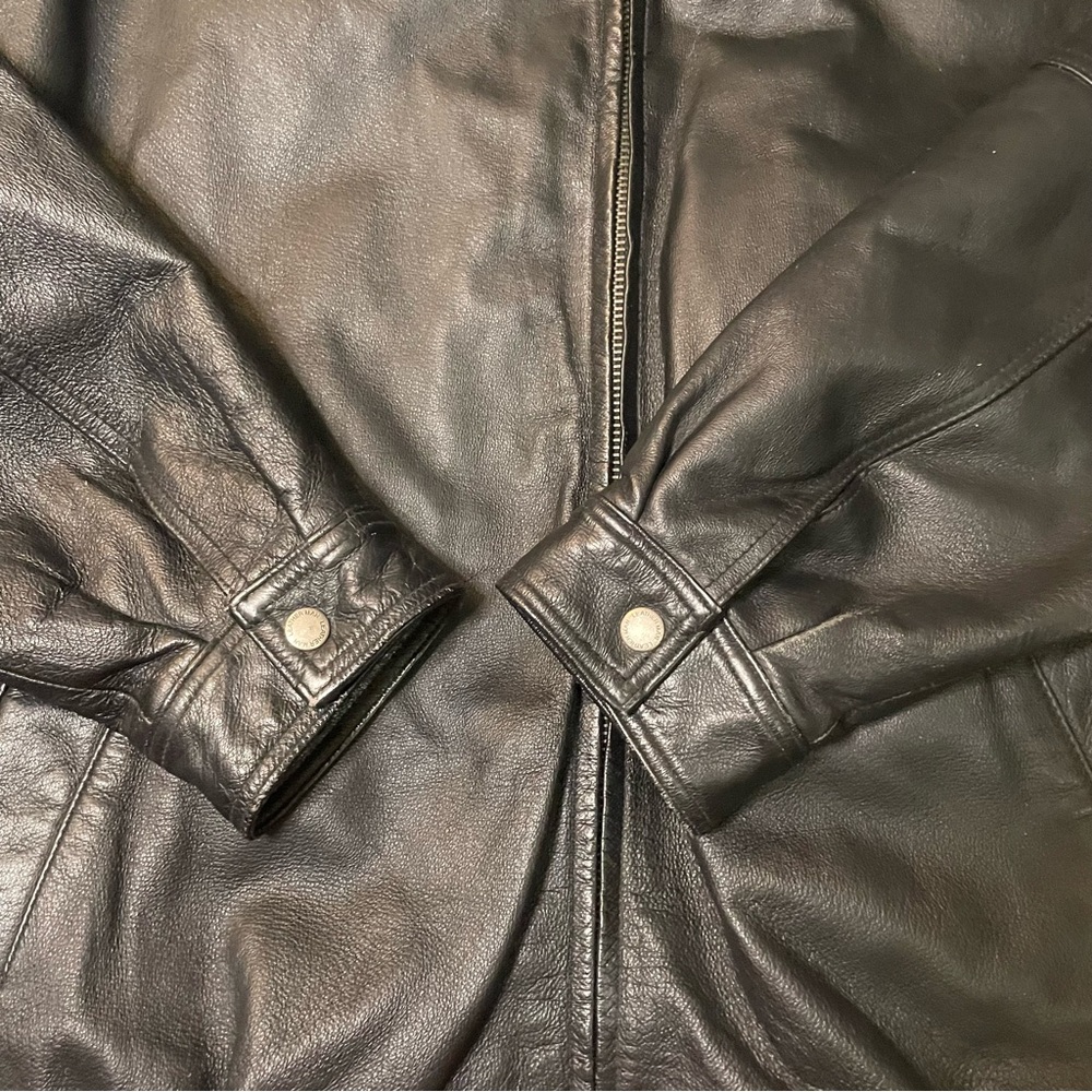Leathers Mans Leather Jacket 2x Black Zipper Jacket Inner Pocket EUC Vintage - Picture 4 of 7